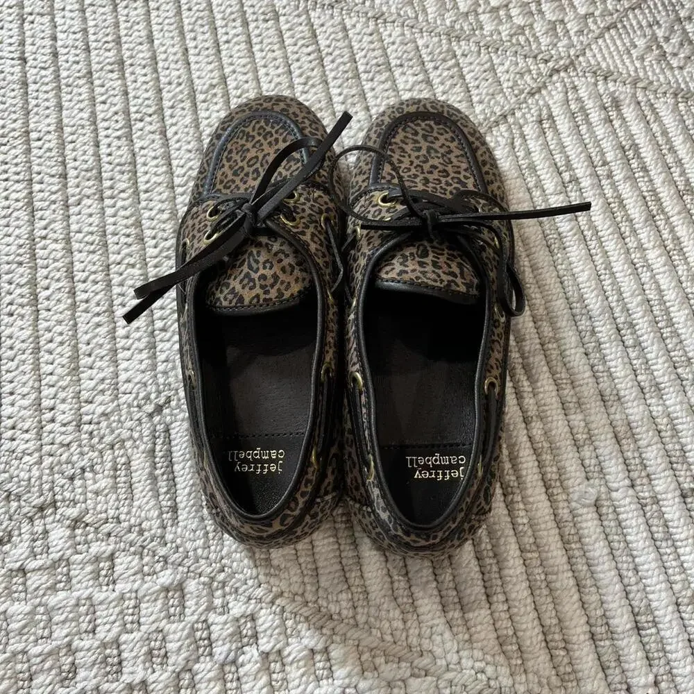 Jeffrey Campbell Boast Boat Shoe in Tan Black Cheetah Suede